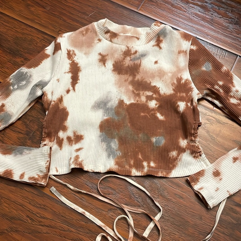 Zara Cow Print cropped Top in Size Medium